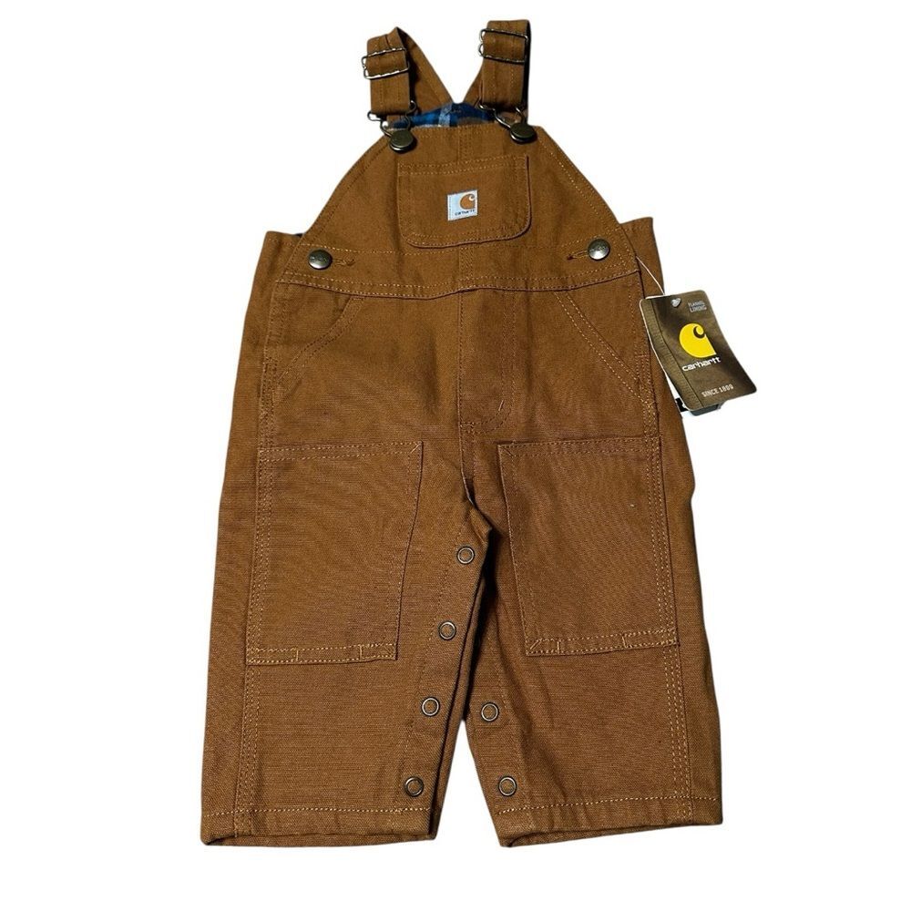 Carhartt Baby Overalls 3M Brown Flannel Lined Bibs Infant Workwear NWT